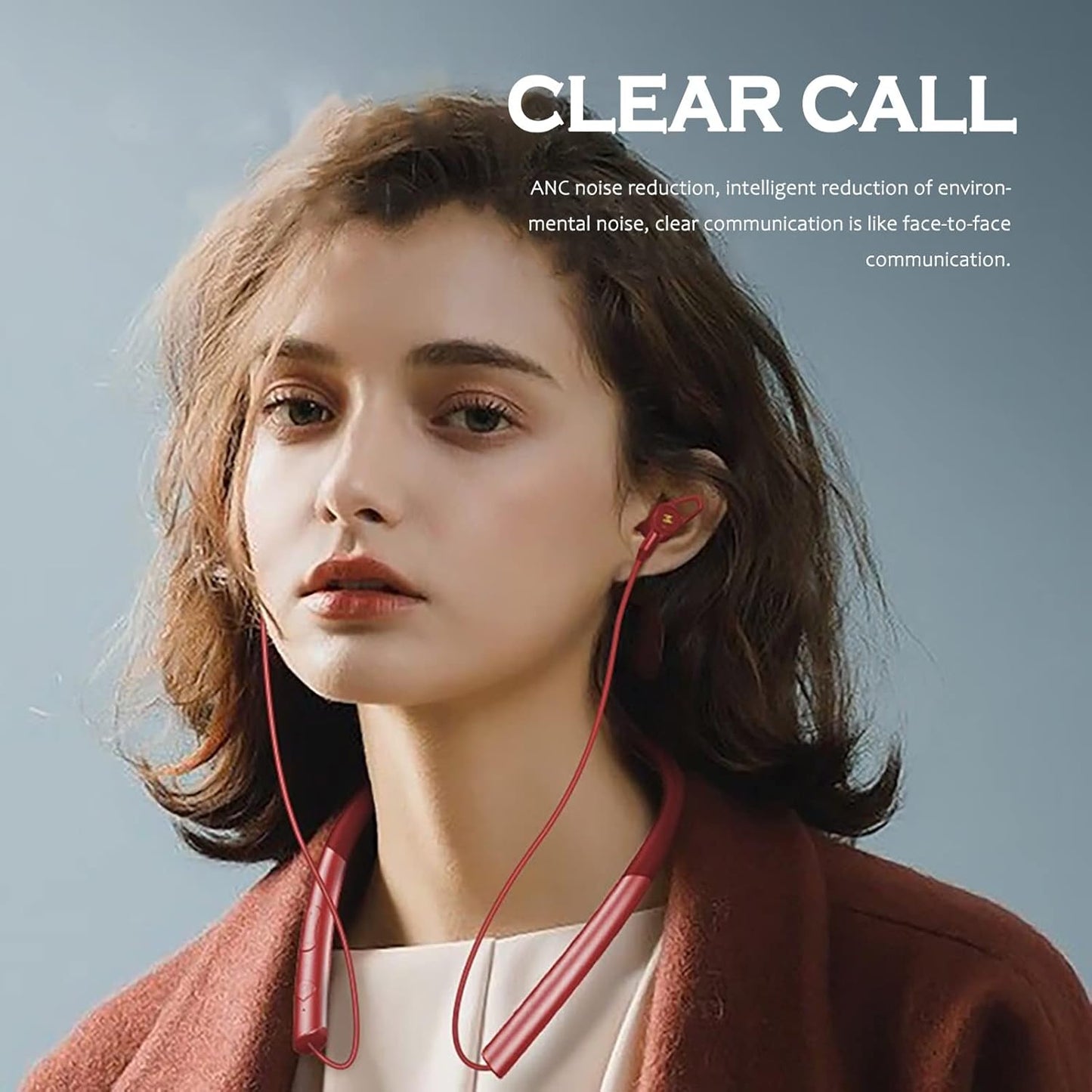 Bluetooth Headphones Wireless Earbuds Neckband Bluetooth Headphones Noise Cancelling with Microphone for Sports, Running Headphones